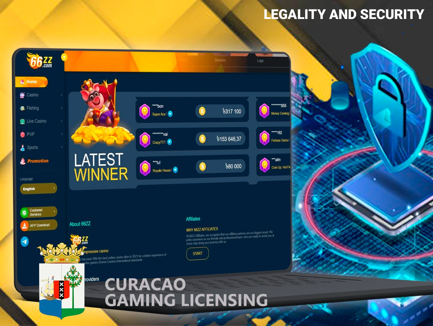 The 66zz platform is fully licensed and has the necessary regulatory documents